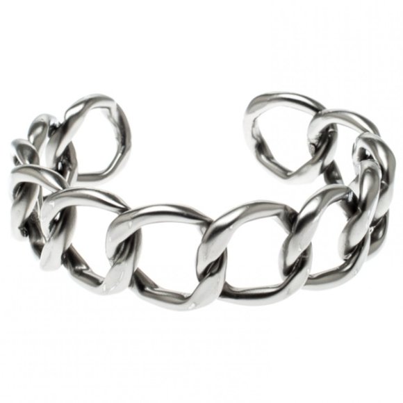 Chanel Designer Gunmetal Silver Chain Choker Necklace- Rare - Picture 3 of 9